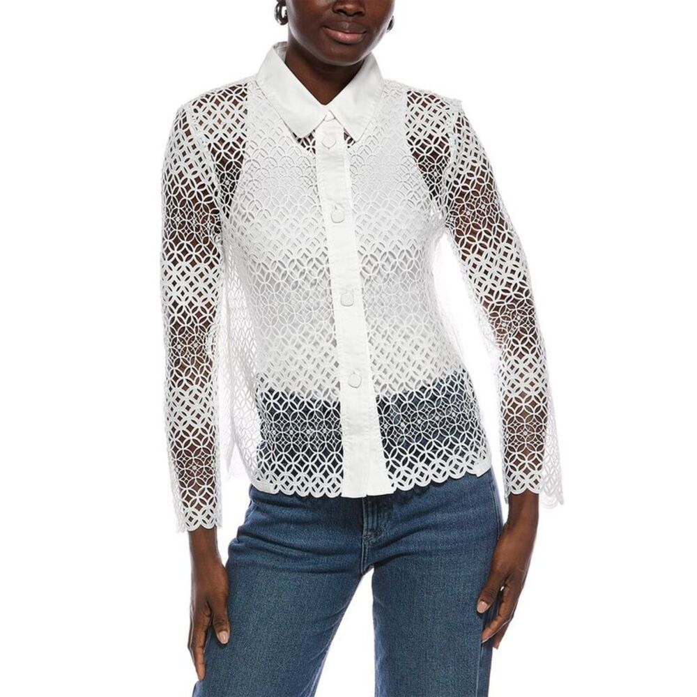 Marc Cain Womens  Lace Blouse, White